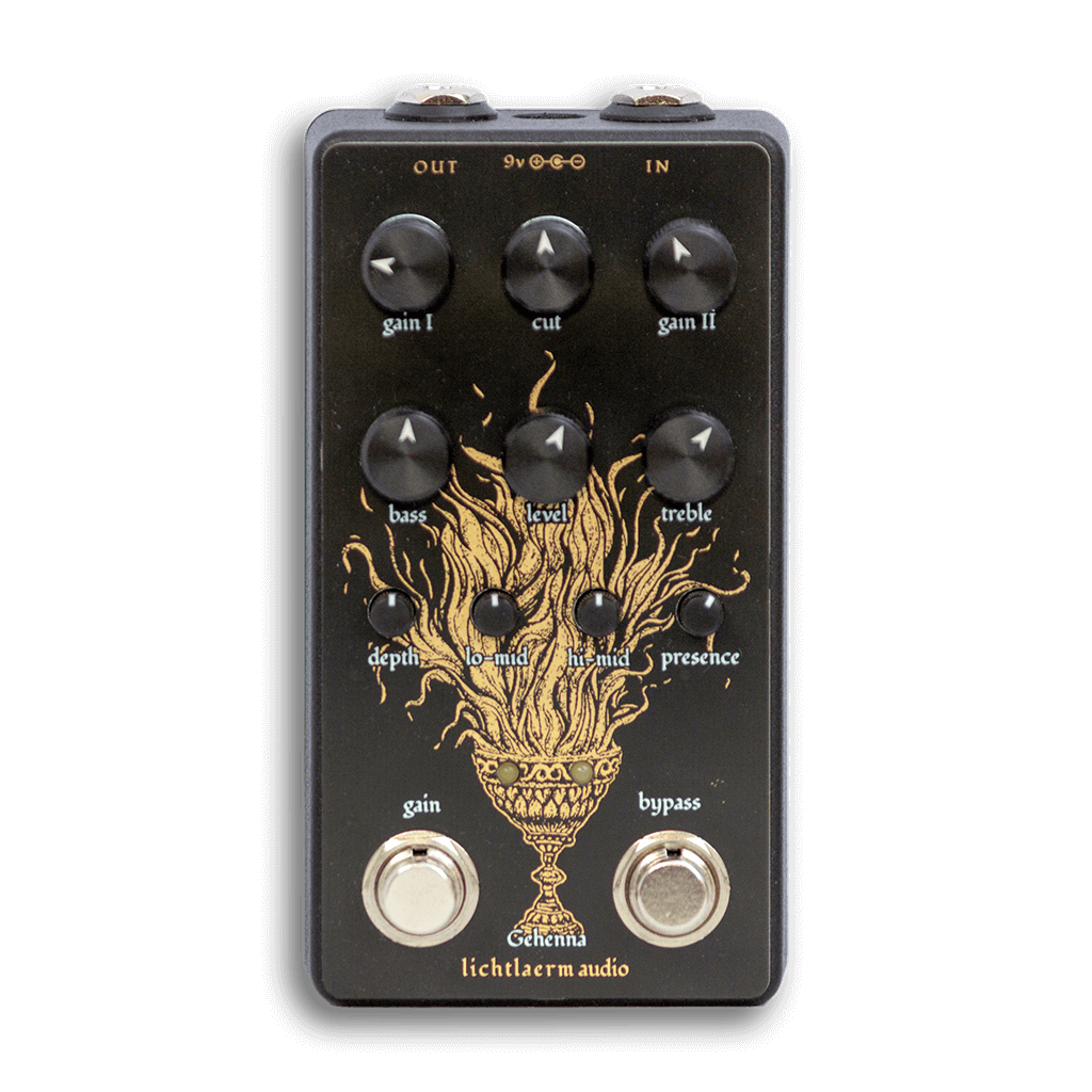 LICHTLAERM AUDIO Gehenna Metal Distortion Preamp Front transparent 1024x1024 | Boost Guitar Pedals