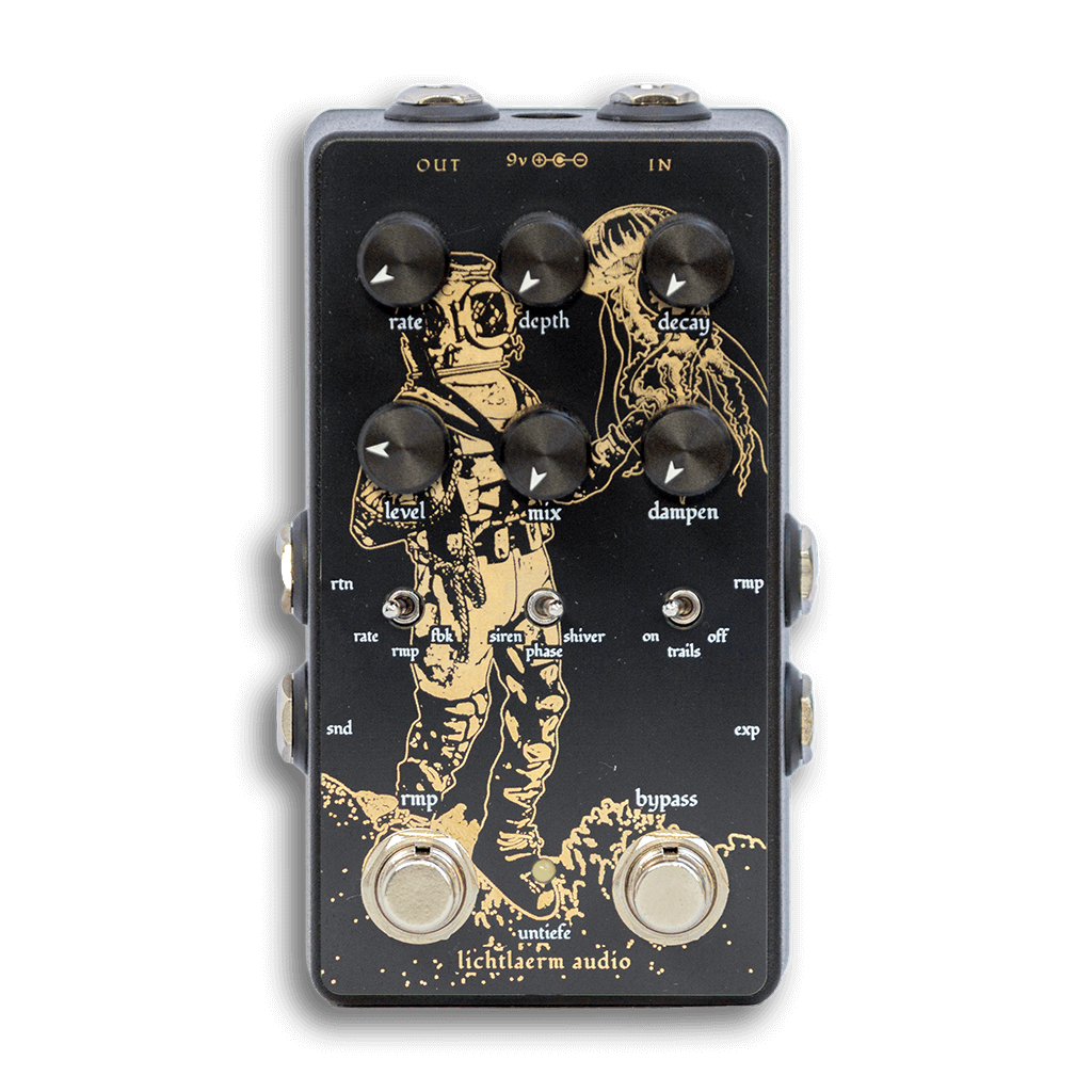 LICHTLAERM AUDIO Untiefe Multi-Modulation Reverb Front transparent 1024x1024 | Boost Guitar Pedals