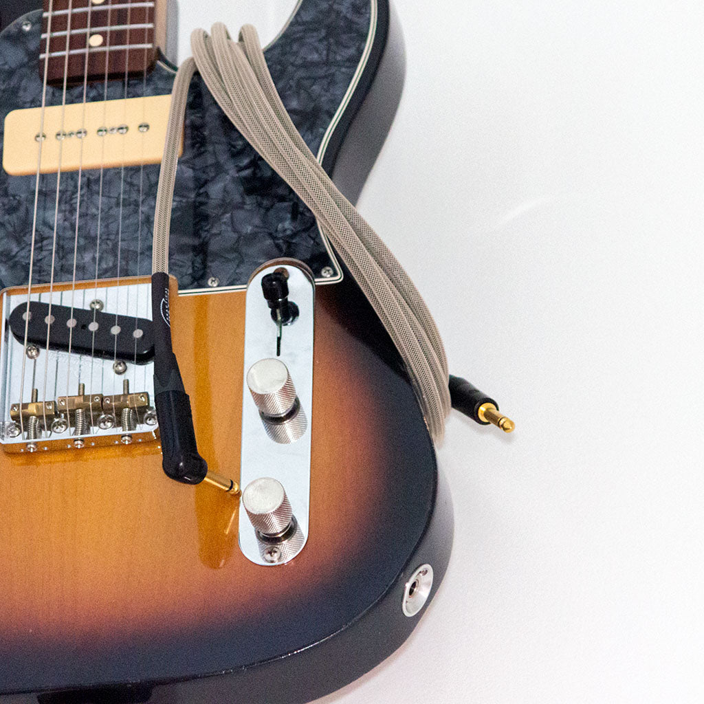 PRACTICAL PATCH Instrument Cable 15ft (4.5m) - Sand With Guitar 1024x1024 | Boost Guitar Pedals