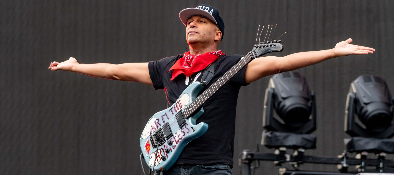 Tom Morello with his Arm The Homeless guitar | Boost Guitar Pedals