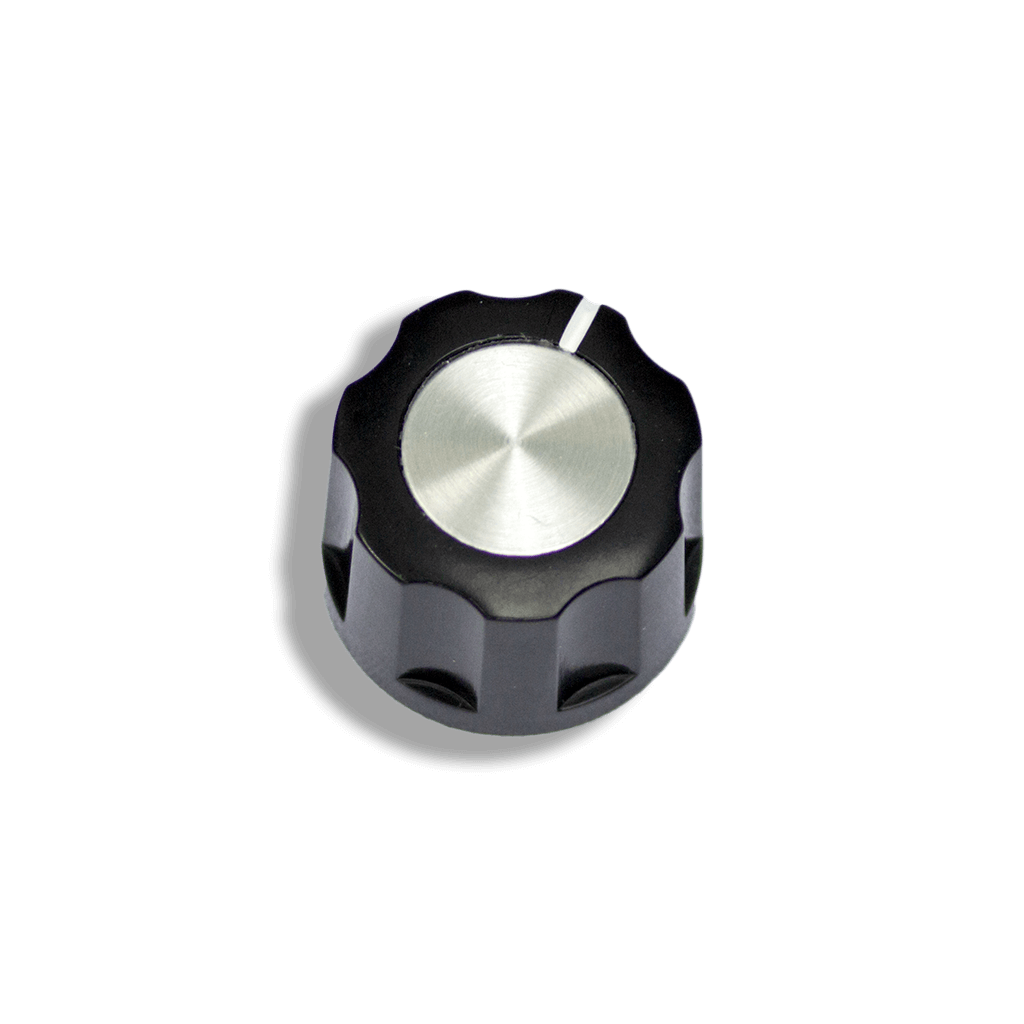 Boss-Style Black 16mm Push-Fit Knob transparent front 1024x1024 | Boost Guitar Pedals