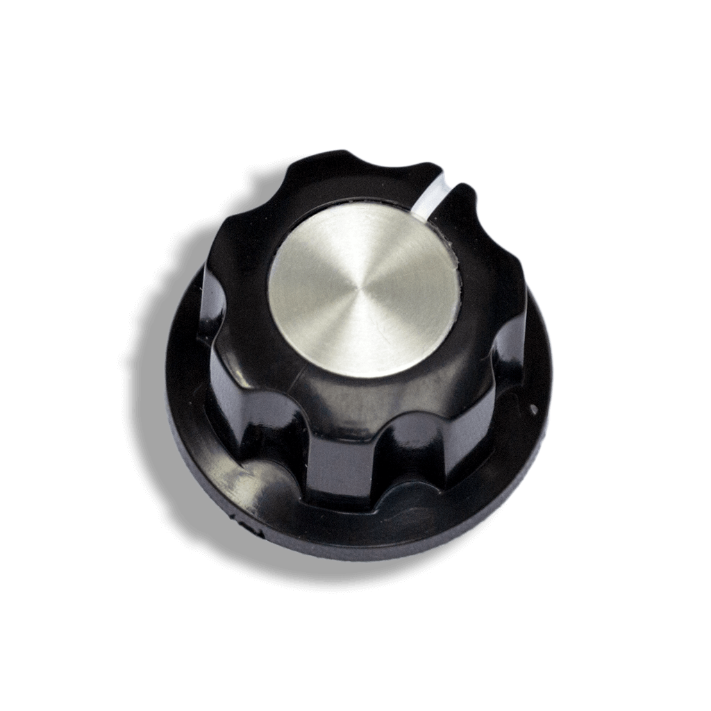 Boss-Style Black 20mm Push-Fit Knob front transparent 1024x1024 | Boost Guitar Pedals