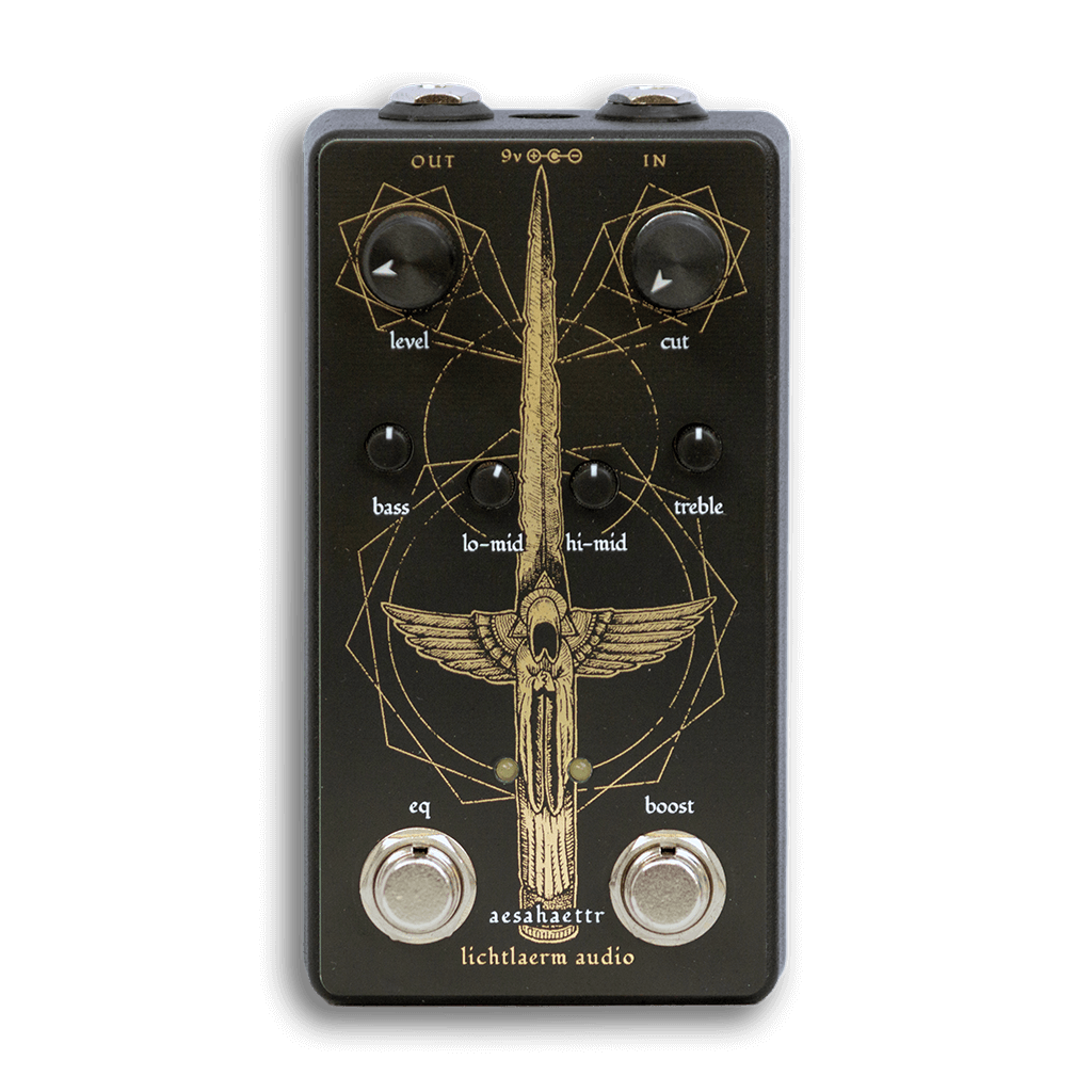 LICHTLAERM AUDIO Aesahaettr Modern Metal Boost Transparent front 1024x1024 | Boost Guitar Pedals