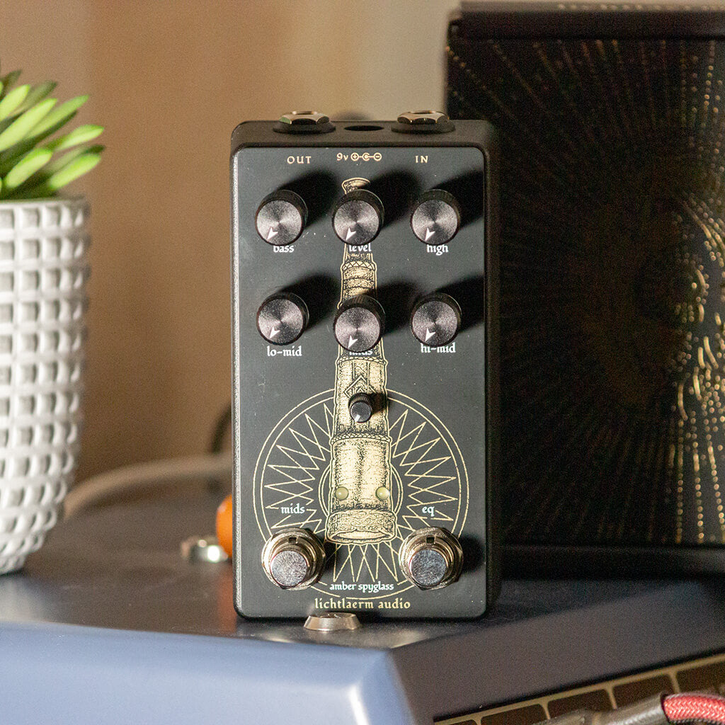 LICHTLAERM AUDIO Amber Spyglass Studio Grade Hybrid EQ front context 1024x1024 | Boost Guitar Pedals