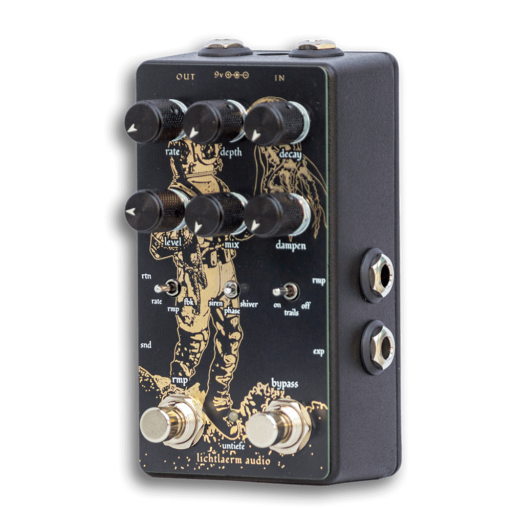 LICHTLAERM AUDIO Untiefe Multi-Modulation Reverb Front transparent 1024x1024 | Boost Guitar Pedals