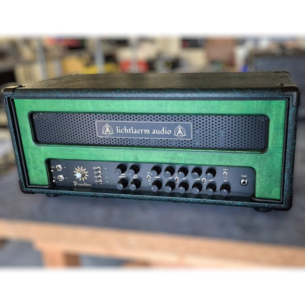 Lichtlaerm_Audio_Prometheus_Snakeskin_Green_stain | Boost Guitar Pedals