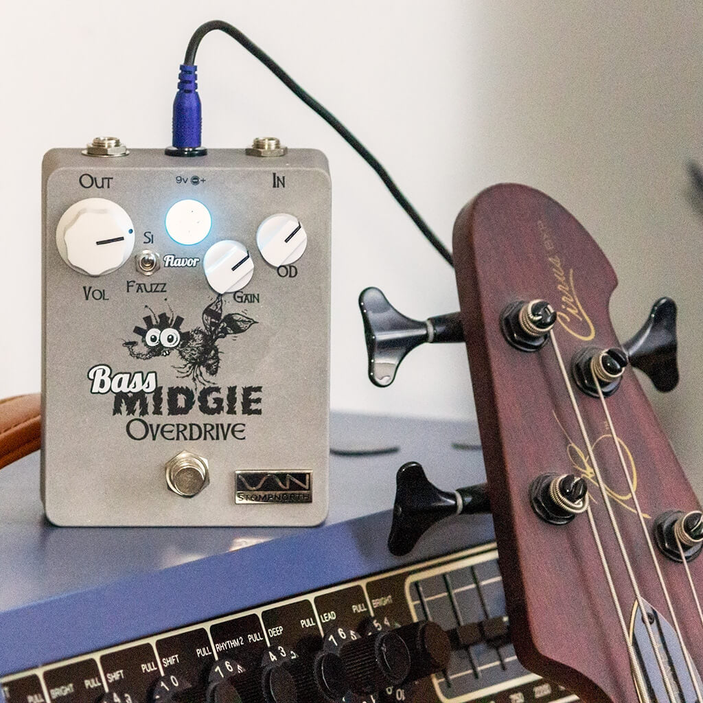 STOMPNORTH Bass Midgie Overdrive Front Transparent 1024x1024 | Boost Guitar Pedals
