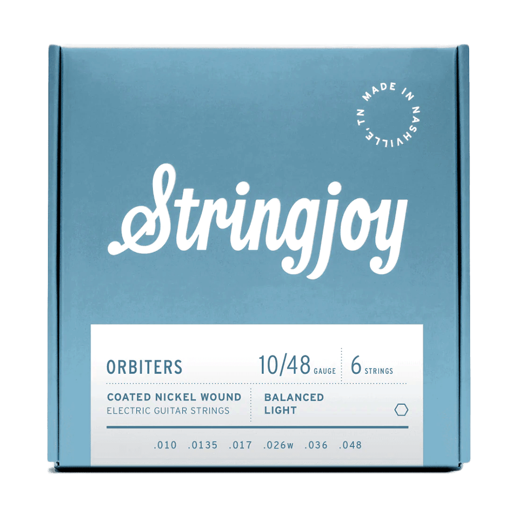 STRINGJOY Orbiters Balanced Light Gauge (10-48) Coated Nickel Wound Electric Guitar Strings | Boost Guitar Pedals