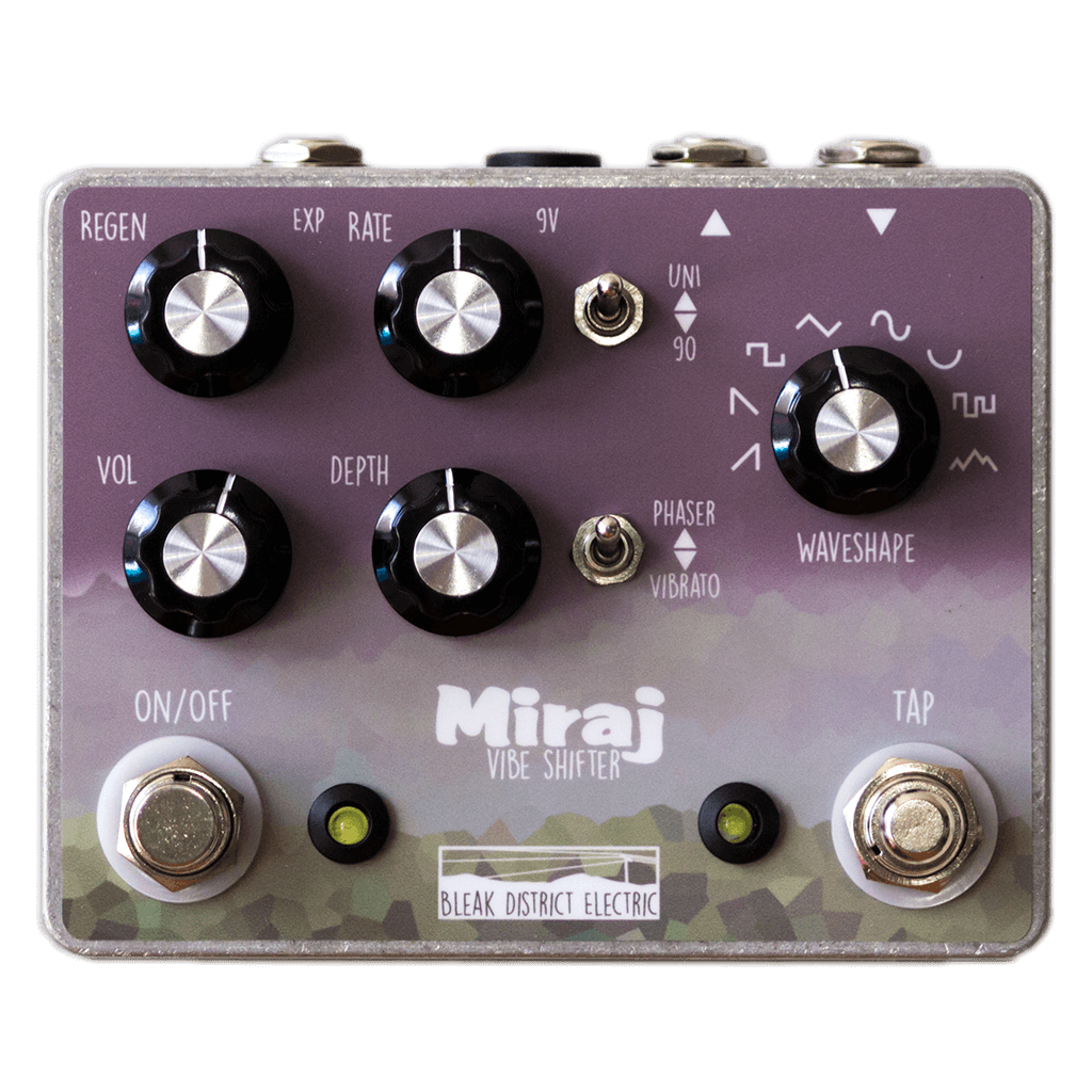 BLEAK DISTRICT ELECTRIC Miraj Vibe Shifter Front Transparent 1024x1024 | Boost Guitar Pedals