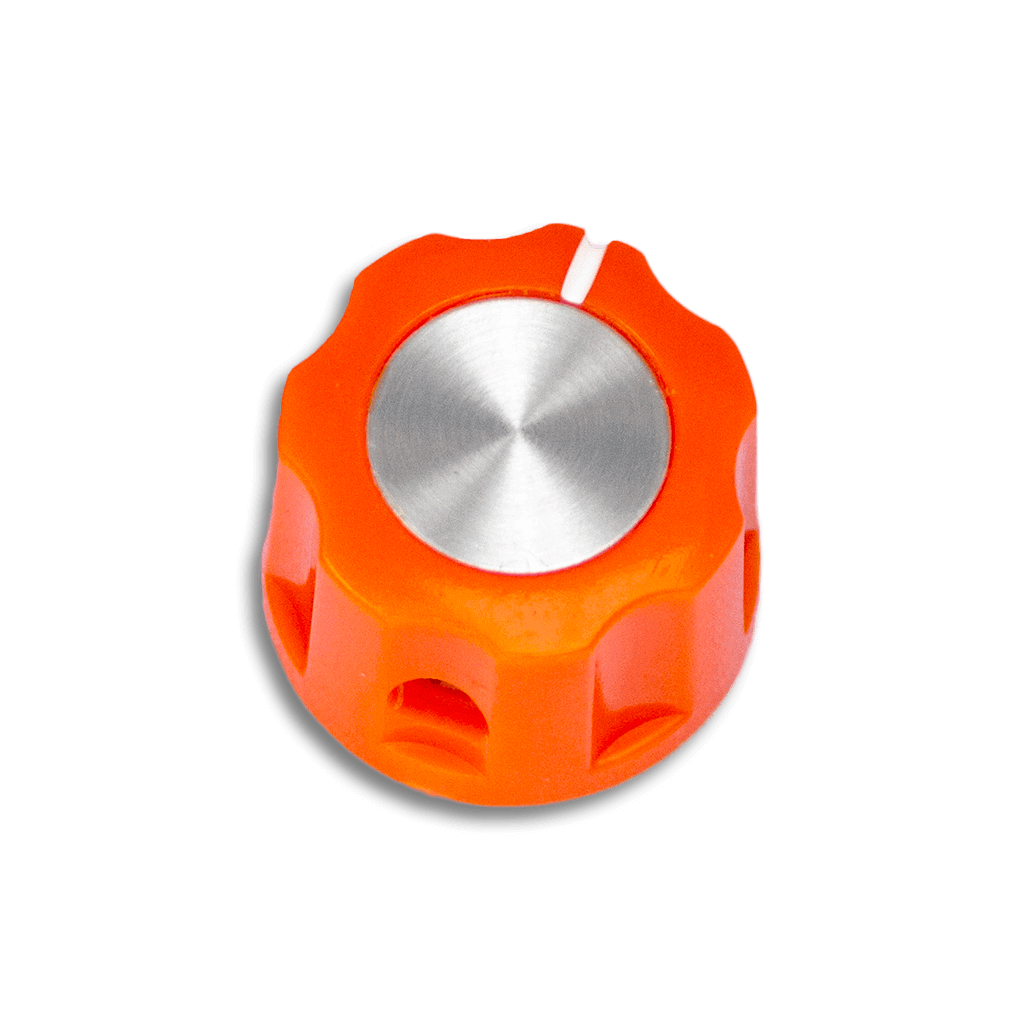 Boss-Style Tall Boy Danger Orange 16mm Knob Transparent 1024x1024 | Boost Guitar Pedals