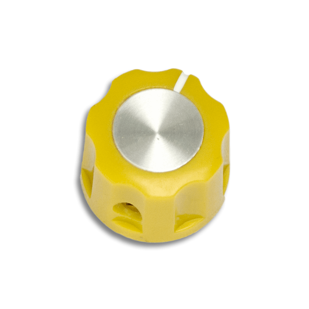 Boss-Style Tall Boy Yellow 16mm Knob Transparent 1024x1024 | Boost Guitar Pedals