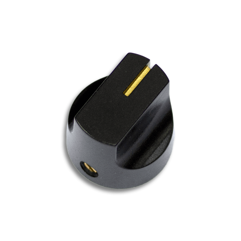 Davies 1611-Style Black &amp; Gold 16mm Knob transparent 1024x1024 | Boost Guitar Pedals