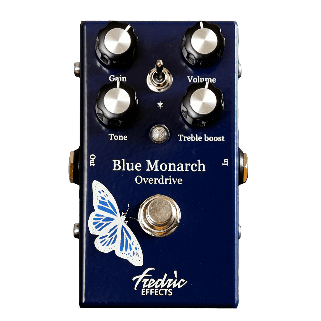 FREDRIC EFFECTS Blue Monarch Transparent Front 1024x1024 | Boost Guitar Pedals