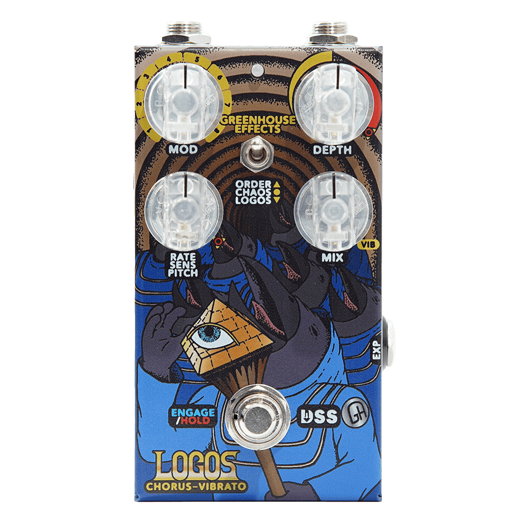 GREENHOUSE EFFECTS Logos Chorus-Vibrato Front Transparent | Boost Guitar Pedals