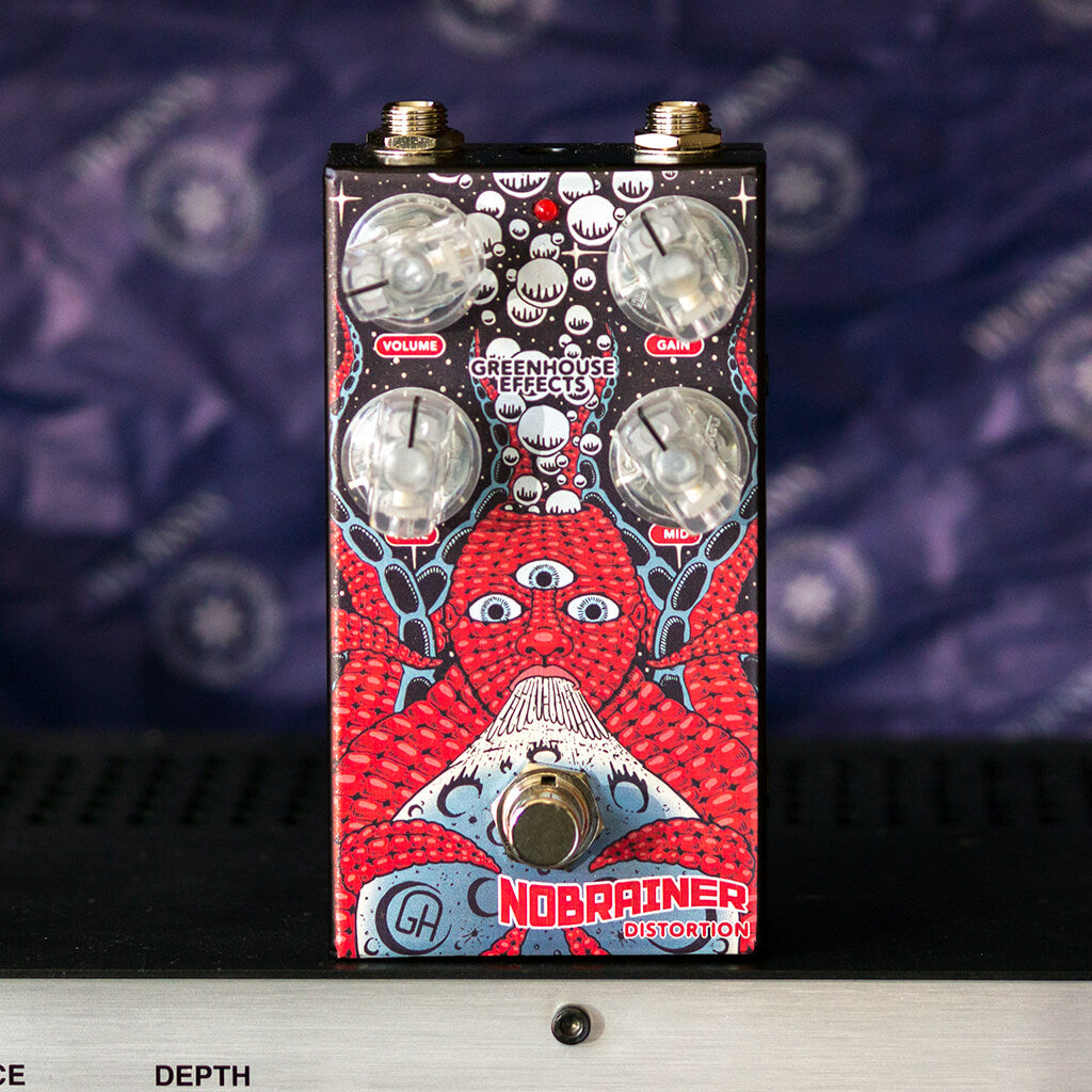 GREENHOUSE EFFECTS Nobrainer distortion front transparent | Boost Guitar Pedals