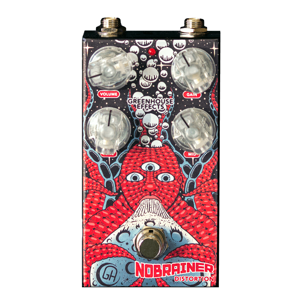 GREENHOUSE EFFECTS Nobrainer distortion front transparent | Boost Guitar Pedals