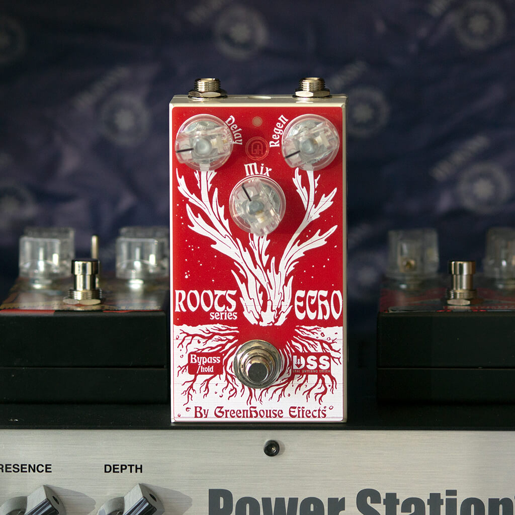 GREENHOUSE EFFECTS Roots Echo Front Context | Boost Guitar Pedals