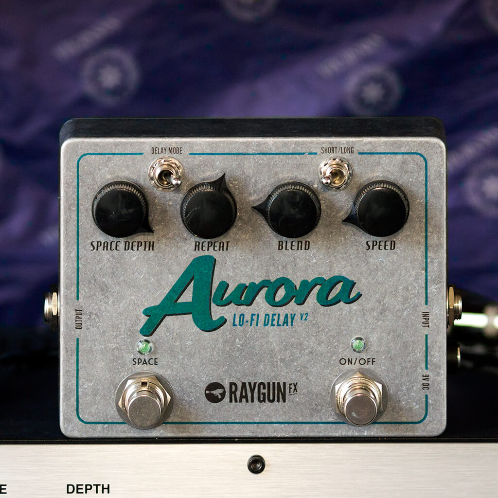 RAYGUN FX Aurora Lo-Fi Delay V2 Context Front | Boost Guitar Pedals