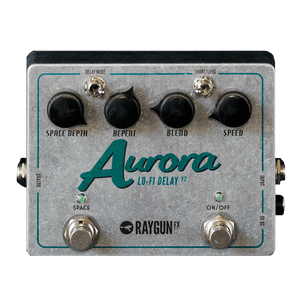 RAYGUN FX Aurora Lo-Fi Delay V2 Transparent Front | Boost Guitar Pedals