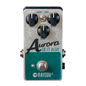 RAYGUN FX Aurora Mini Lo-Fi Delay V2 transparent front | Boost Guitar Pedals