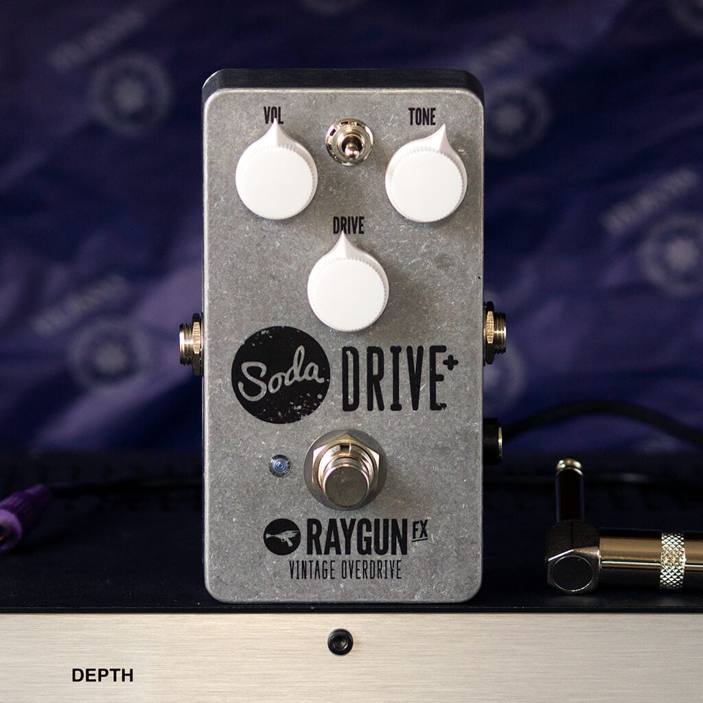 RAYGUN FX Soda Drive+ context front | Boost Guitar Pedals