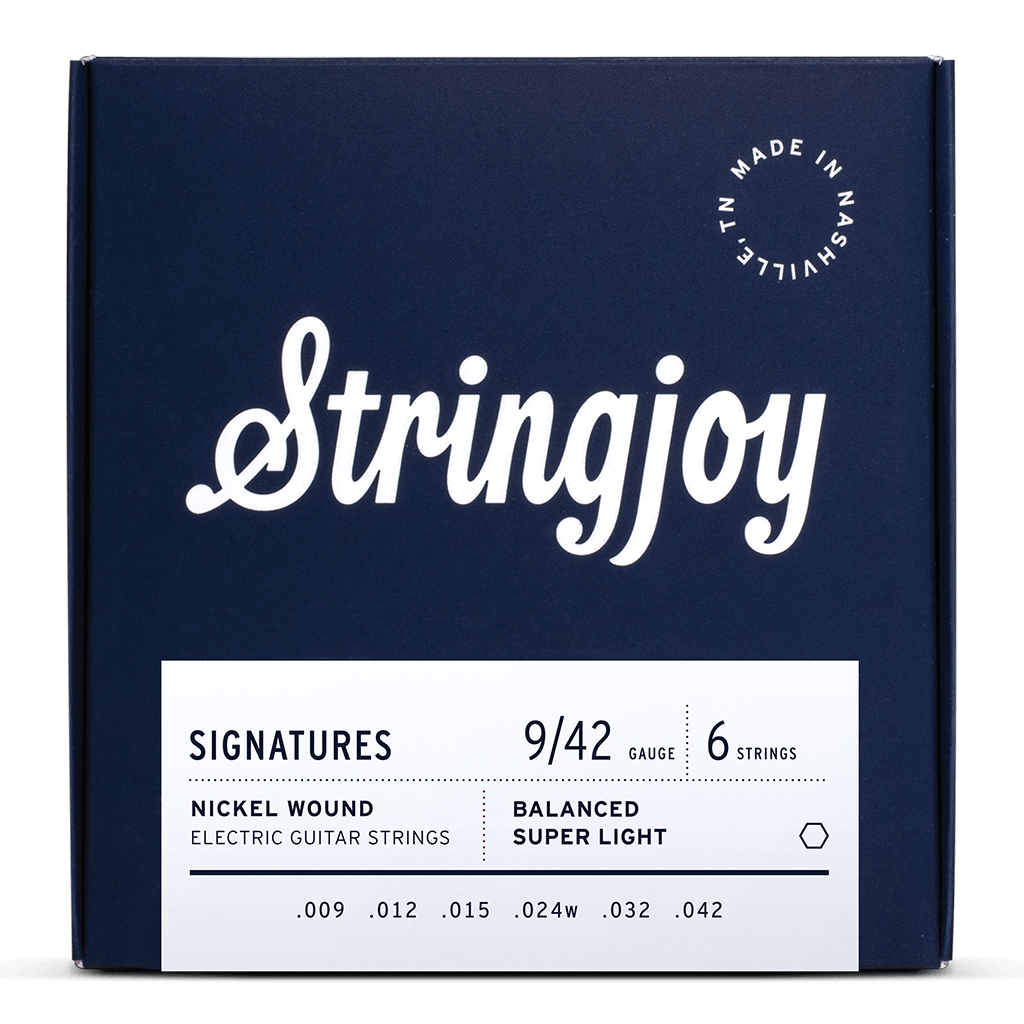STRINGJOY Signatures Balanced Super Light Gauge (9-42) Nickel Wound Electric Guitar Strings transparent front 1024x1024 | Boost Guitar Pedals