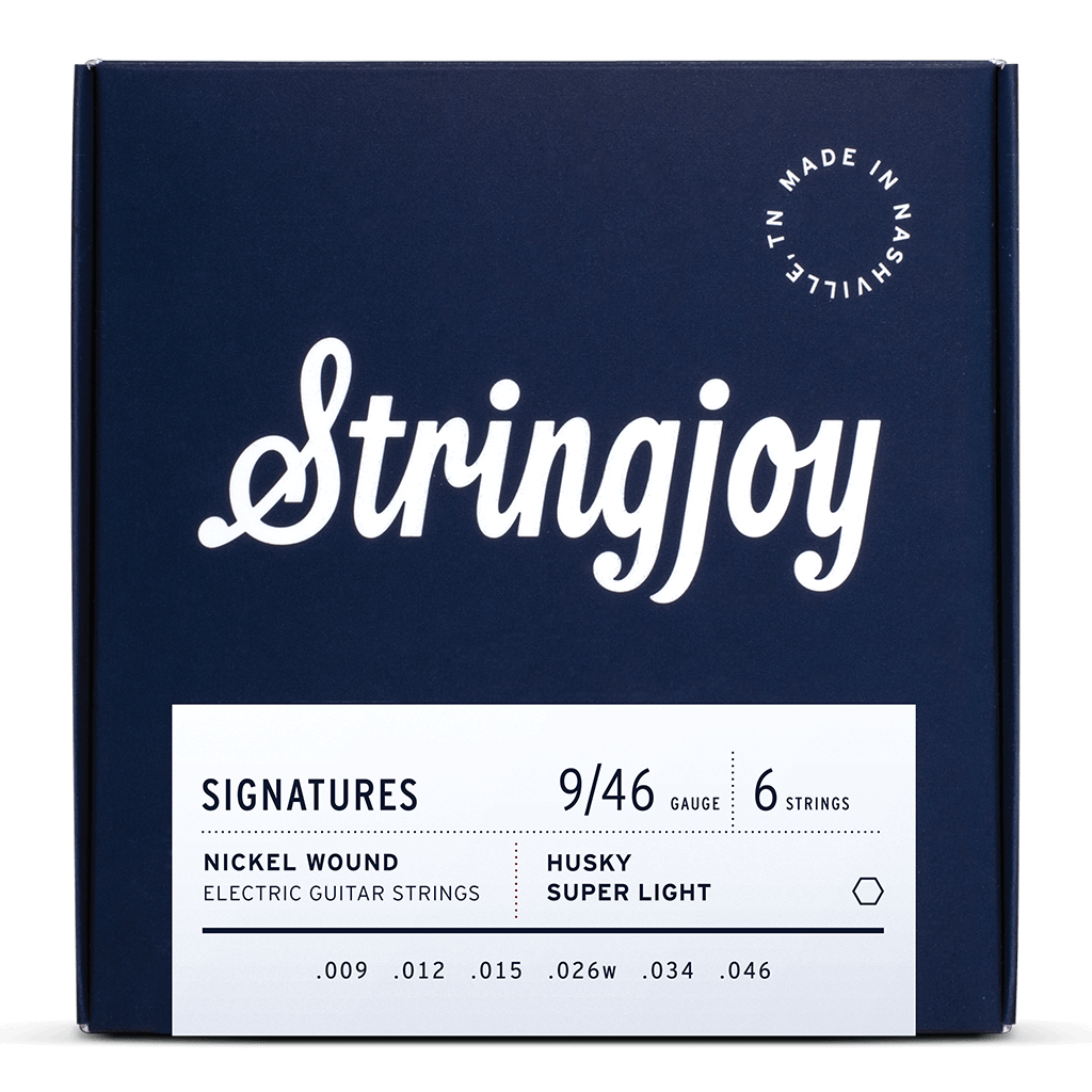 STRINGJOY Signatures Husky Super Light Gauge (9-46) Nickel Wound Electric Guitar Strings transparent front 1024x1024 | Boost Guitar Pedals