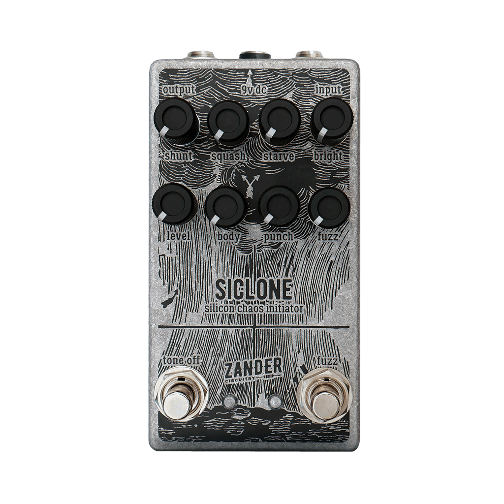 ZANDER CIRCUITRY Siclone Silicon Chaos Initiator front transparent | Boost Guitar Pedals