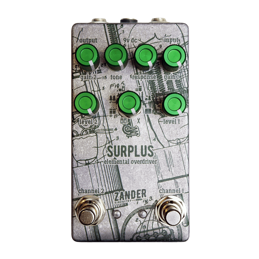 ZANDER CIRCUITRY Surplus Elemental Overdriver Front Transparent | Boost Guitar Pedals